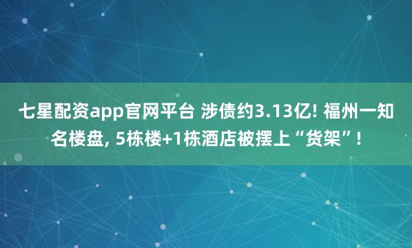 七星配资app官网平台 涉债约3.13亿! 福州一知名楼盘, 5栋楼+1栋酒店被摆上“货架”!